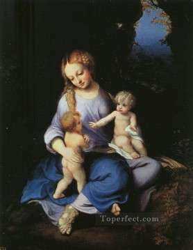  Antonio Obras - La Virgen y el Niño con el joven San Juan Manierismo renacentista Antonio da Correggio